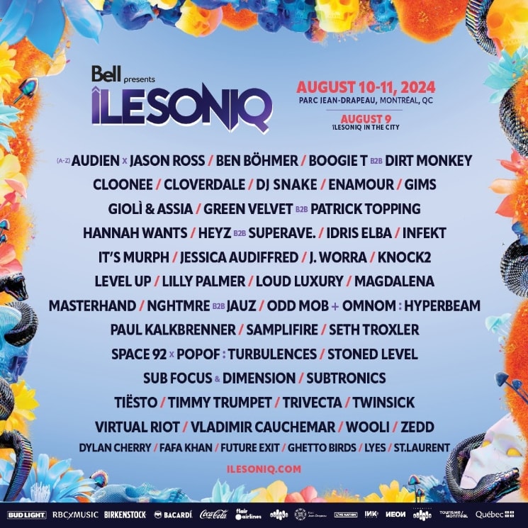Montreal's ÎLESONIQ Tiësto, DJ Snake, Idris Elba for 2025