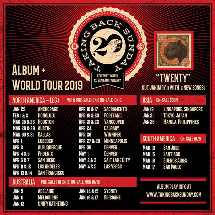 Taking Back Sunday Map Out 20th Anniversary Tour │ Exclaim!