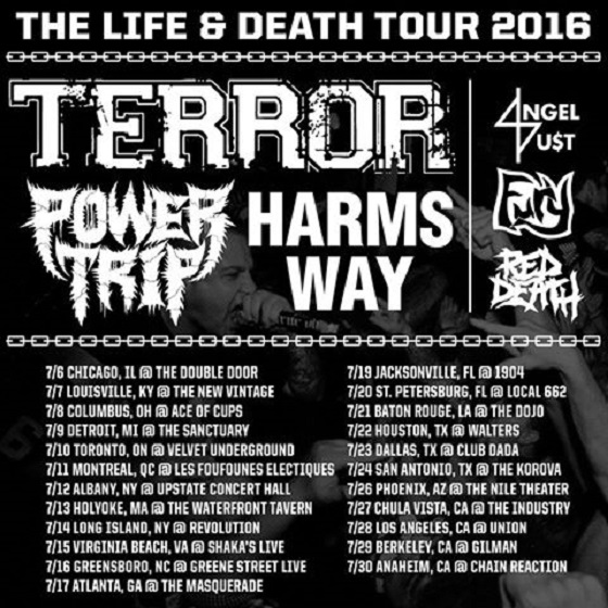 Terror Head Out with Power Trip, Harm's Way for 