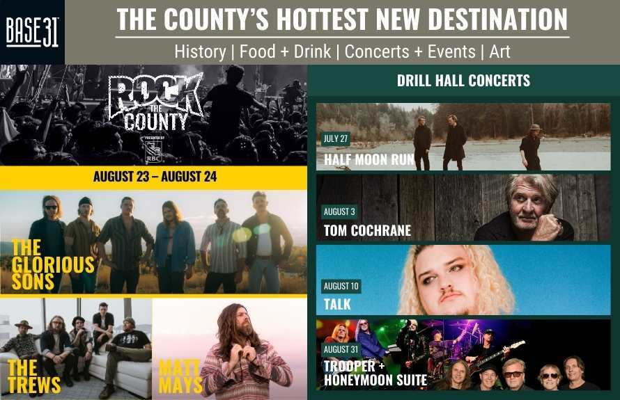 Tom Cochrane, Half Moon Run, TALK Lead Picton's Base31 Summer Concert ...