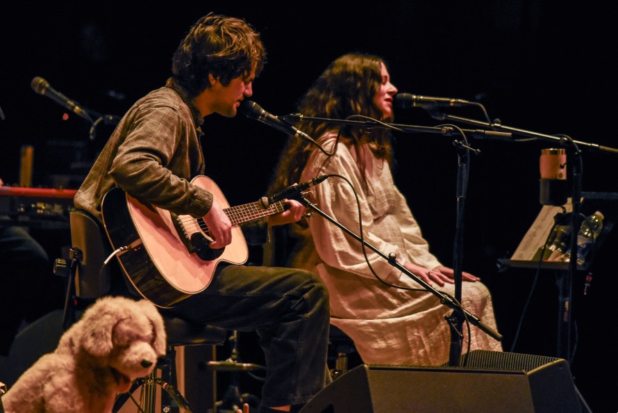 MJ Lenderman and Waxahatchee onstage